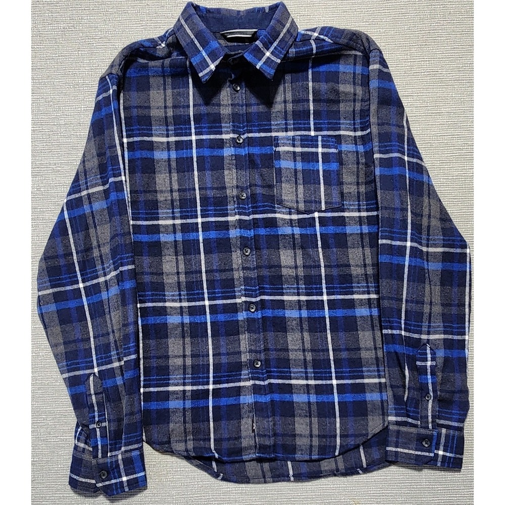 Eighth Avenue Men's Plaid Flannel Button Up Shirt Blue Gray XL - Picture 4 of 12